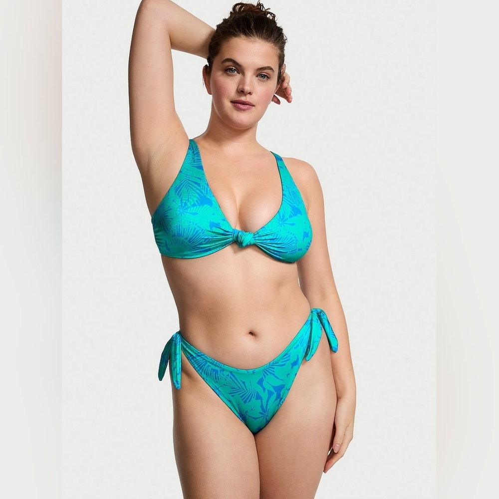 VS👙 Knotted Bikini Top Blue Palm XXL